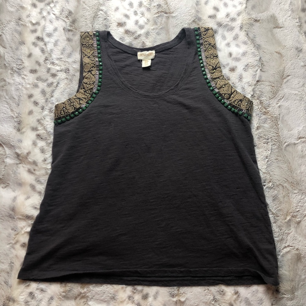 Lucy & Laurel Brown Tank Beaded Embellishments